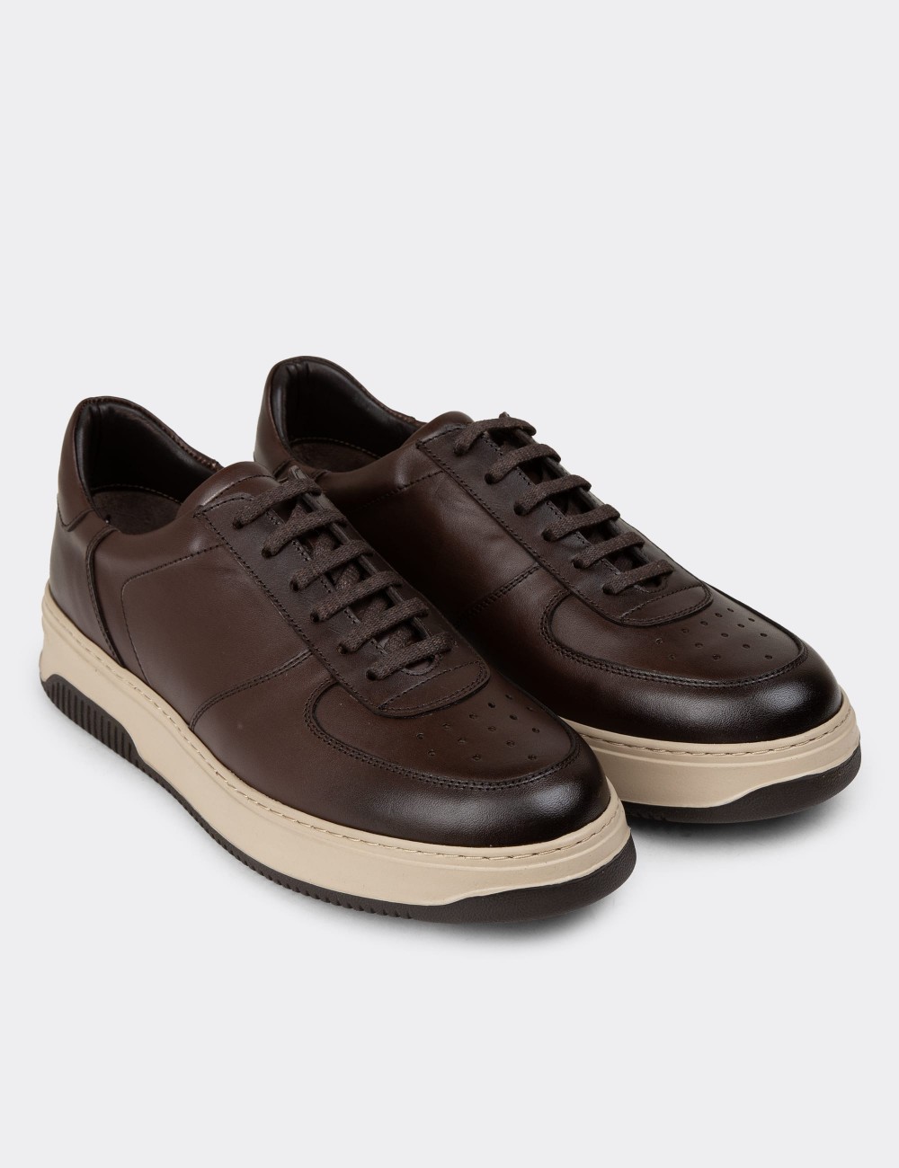 Brown Leather Sneakers - 01965MKHVE06