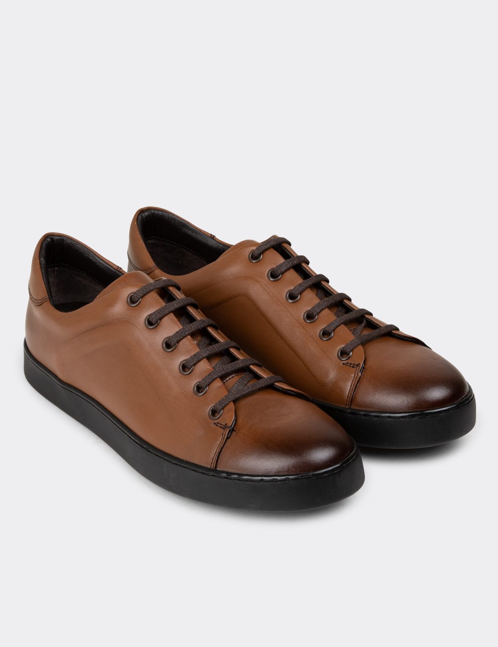 Tan Leather Sneakers - 01956MTBAC01