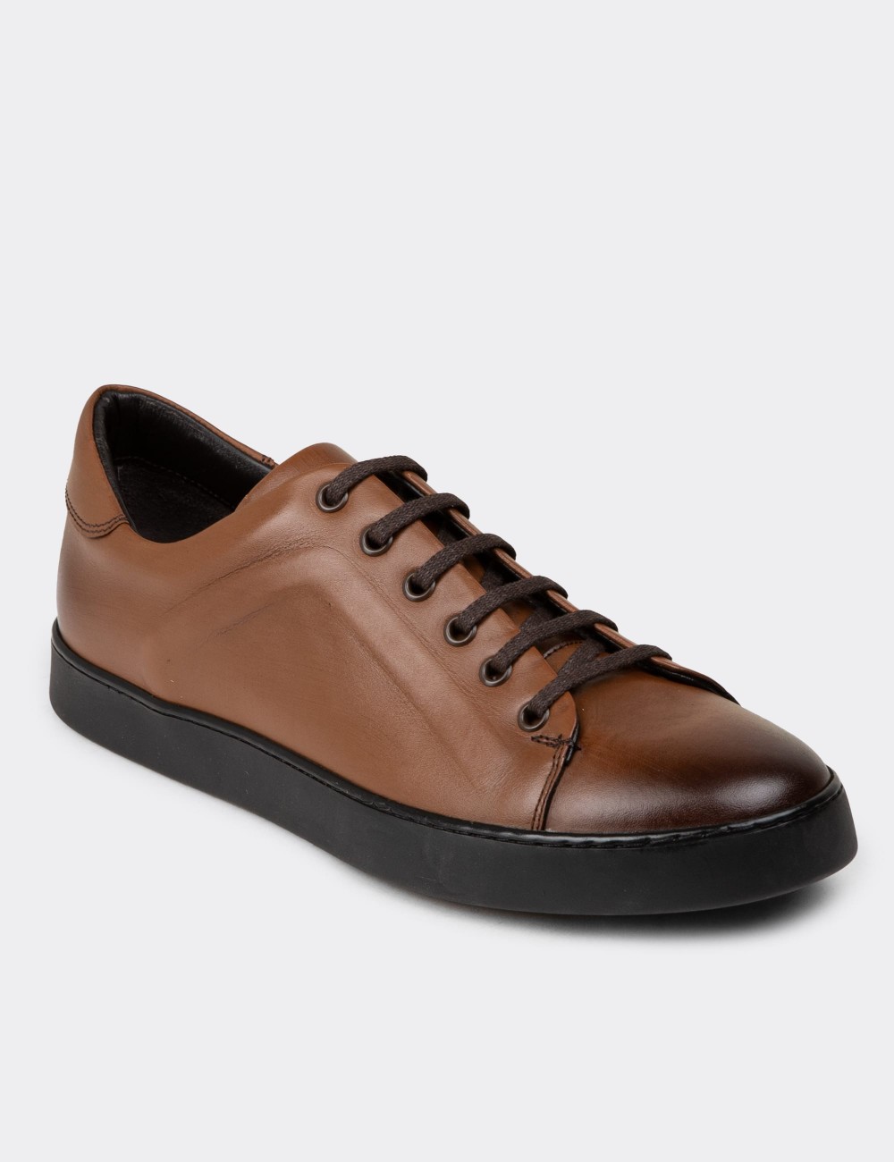 Tan Leather Sneakers - 01956MTBAC01