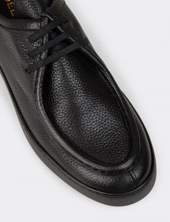 Black Leather Lace-up Shoes