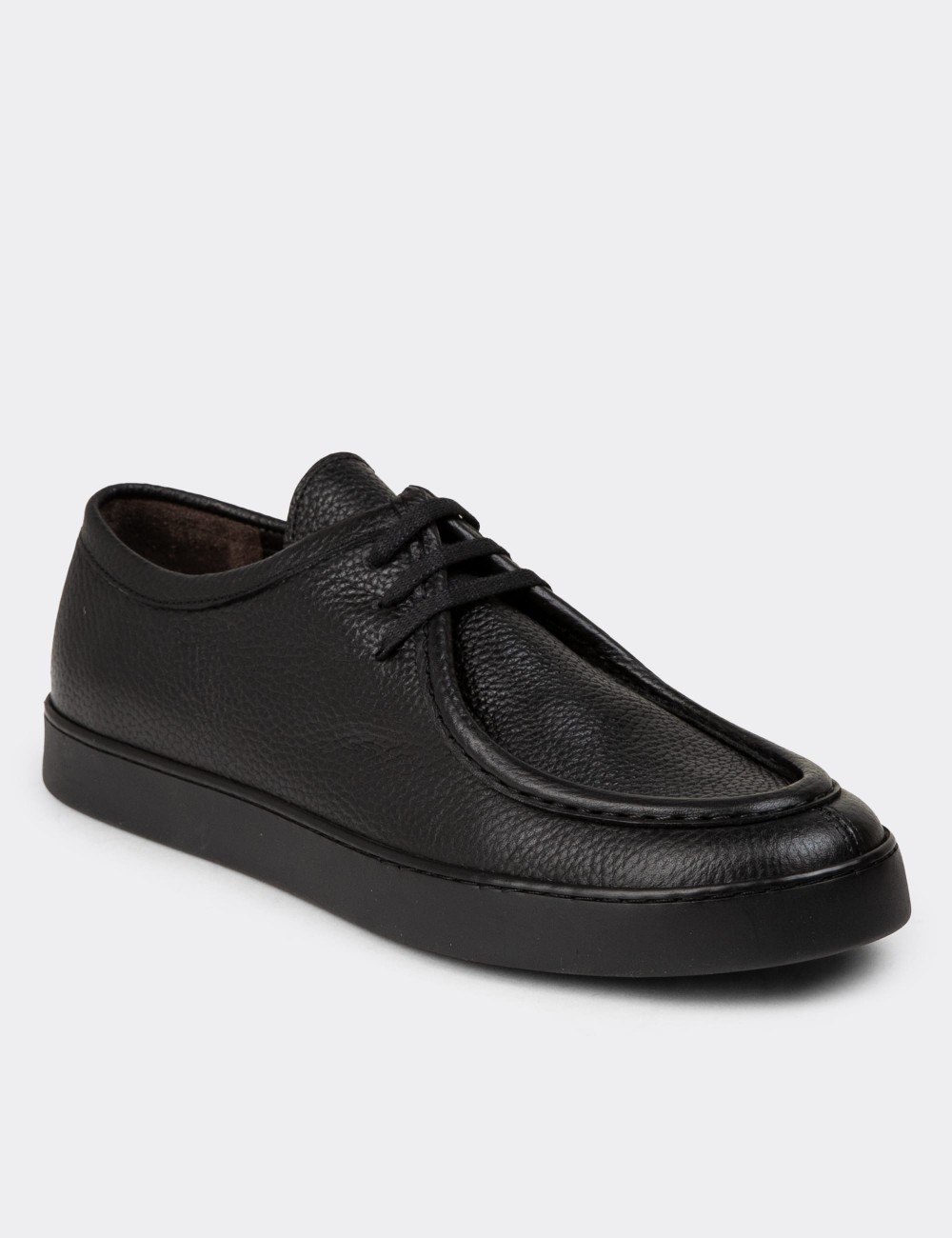 Black Leather Lace-up Shoes - 01926MSYHC03