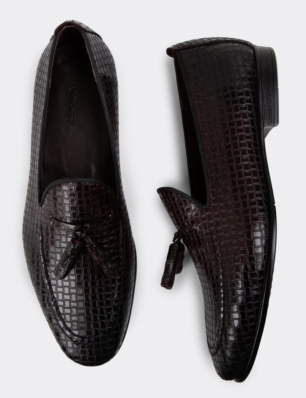 Burgundy Leather Loafers - 01701MBRDC07