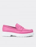 Pink Leather Loafers