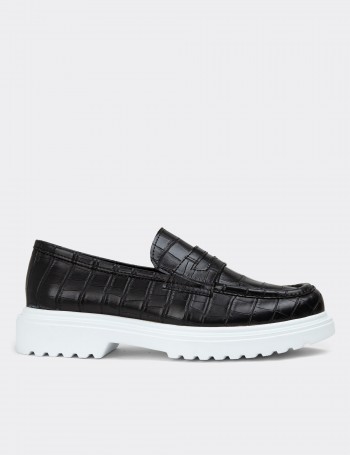 Black Leather Loafers - 01903ZSYHP03