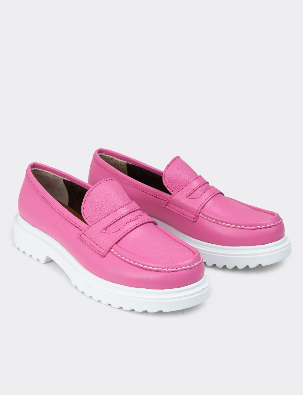 Pink Leather Loafers - 01903ZPMBP01