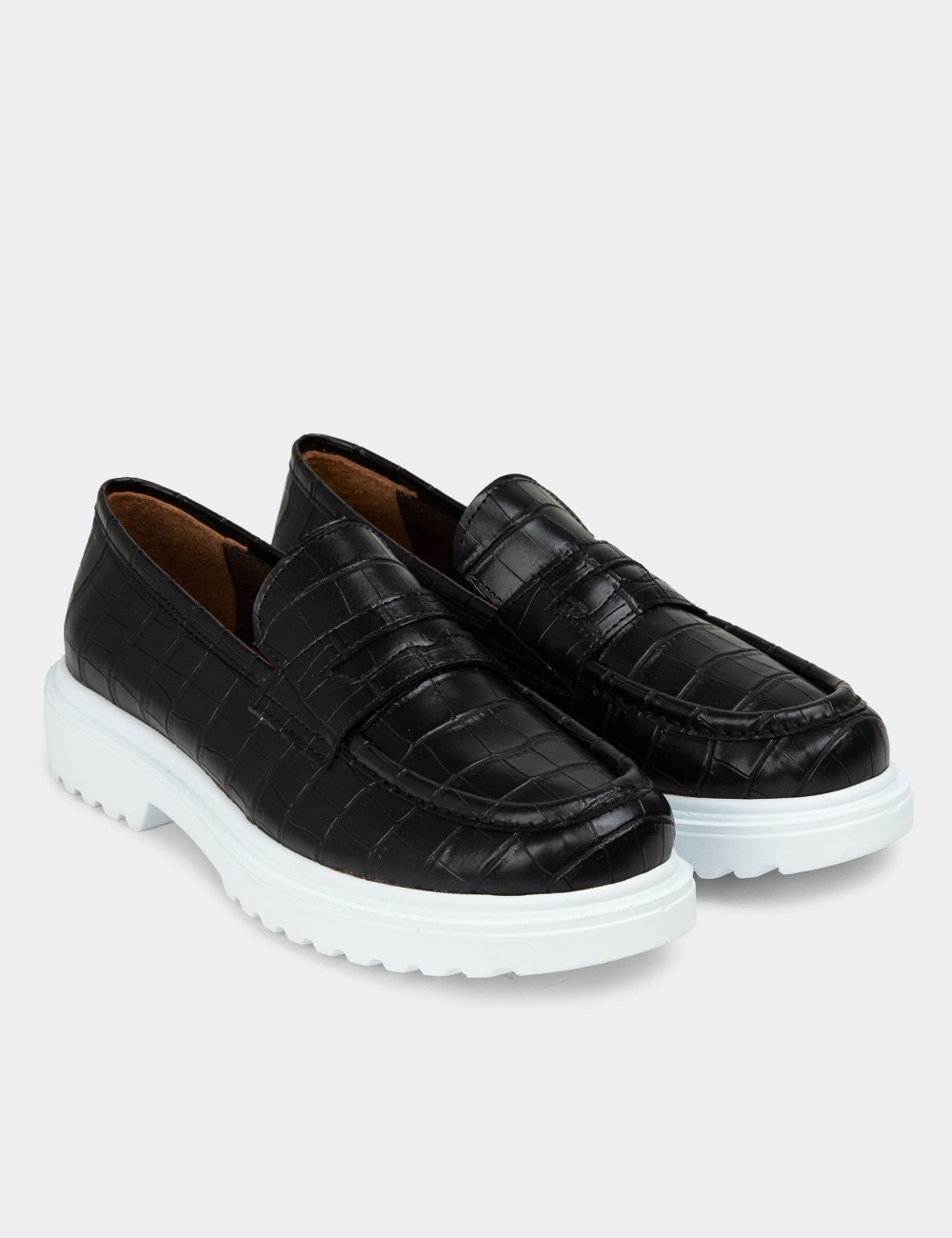 Black Leather Loafers - 01903ZSYHP03