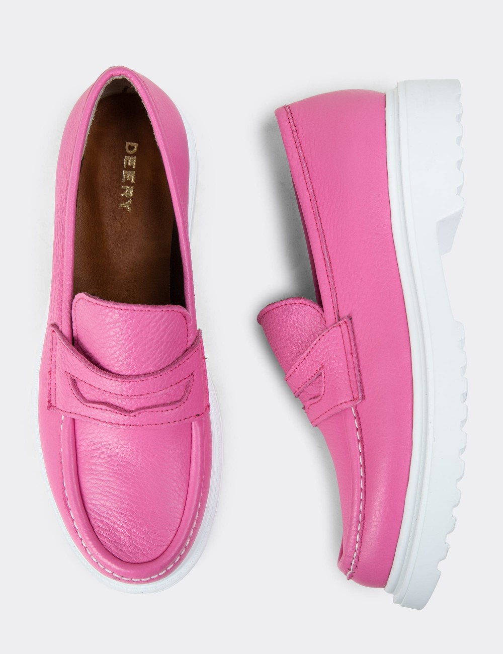 Pink Leather Loafers - 01903ZPMBP01