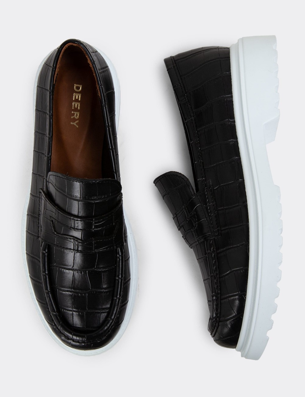 Black Leather Loafers - 01903ZSYHP03