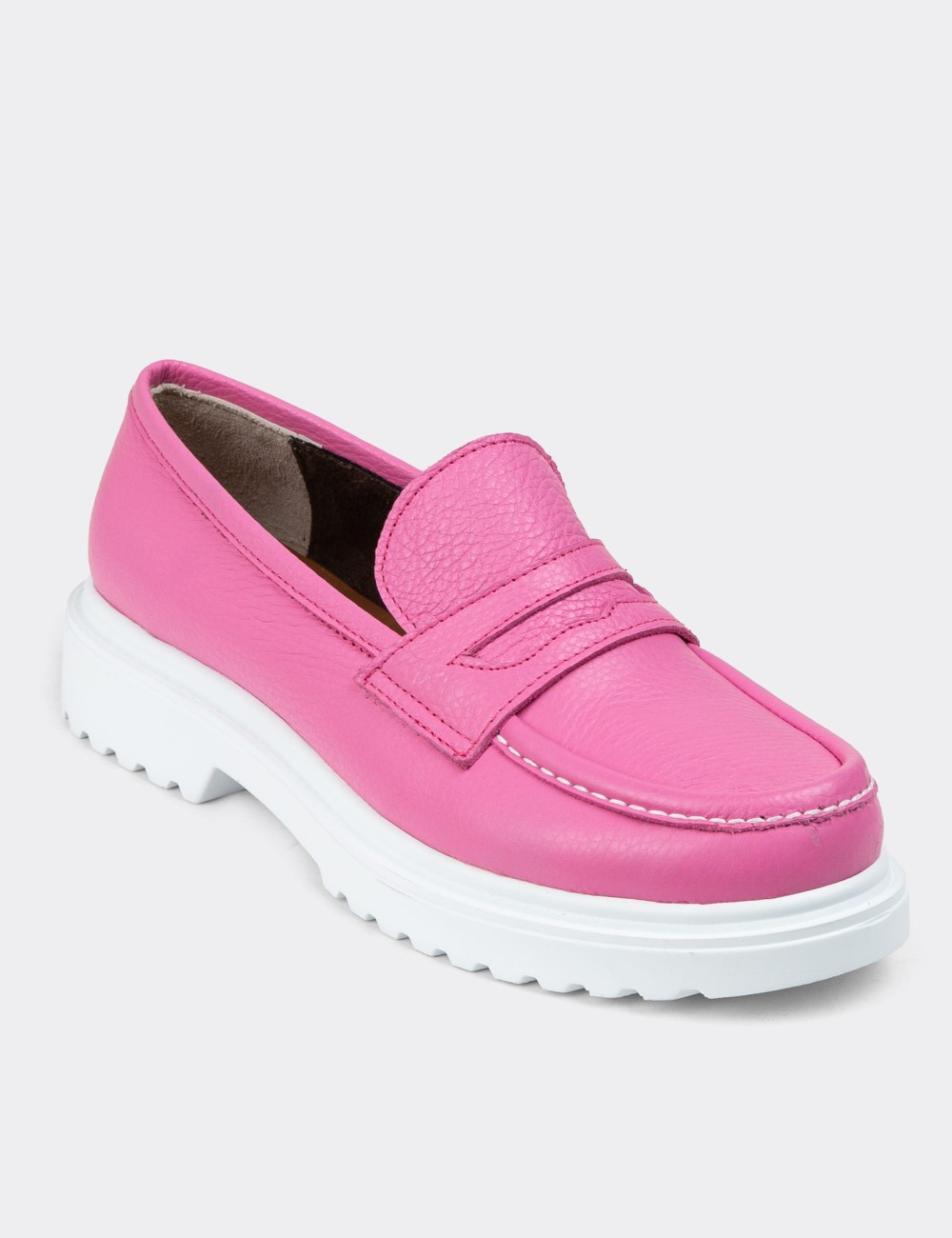 Pink Leather Loafers - 01903ZPMBP01