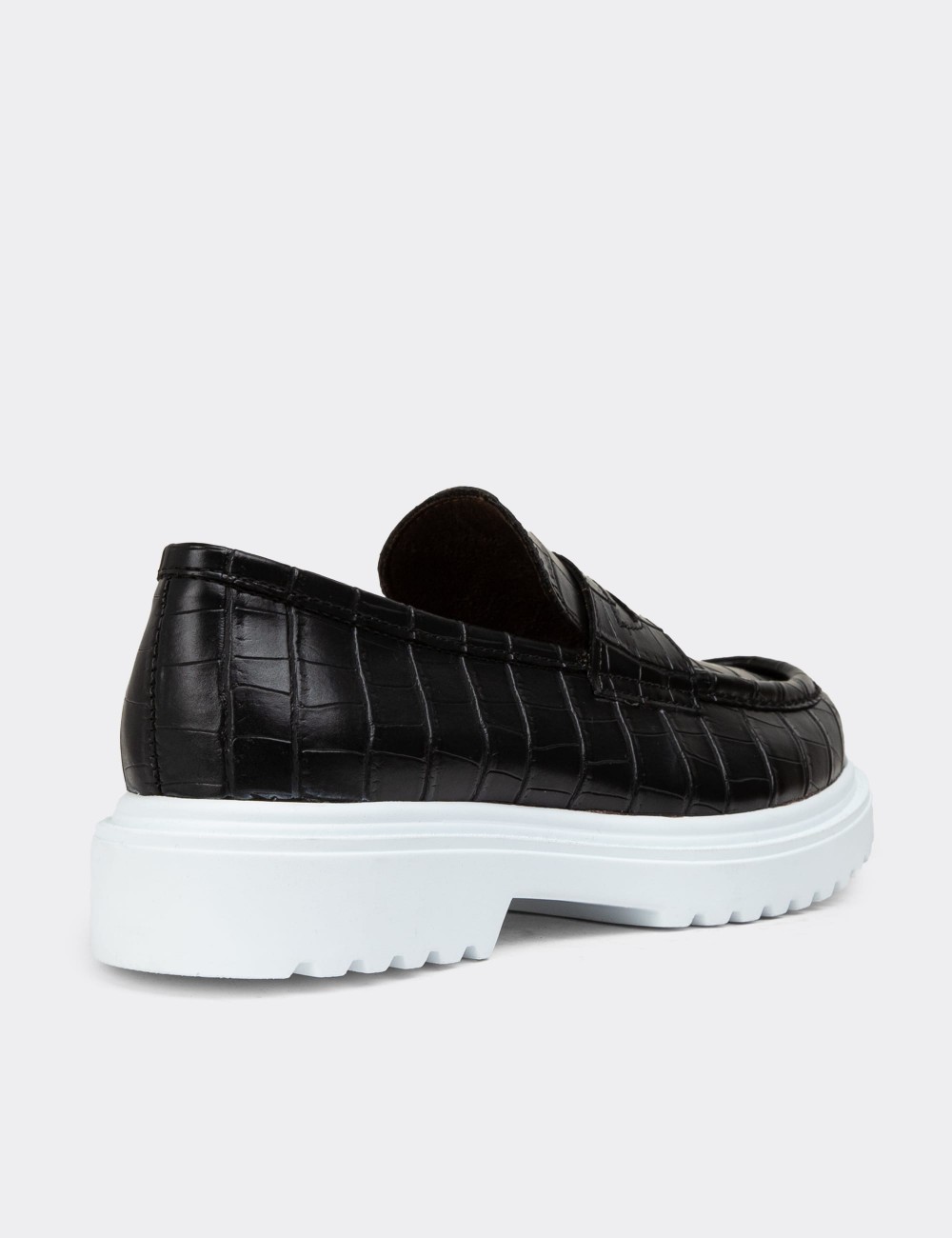 Black Leather Loafers - 01903ZSYHP03