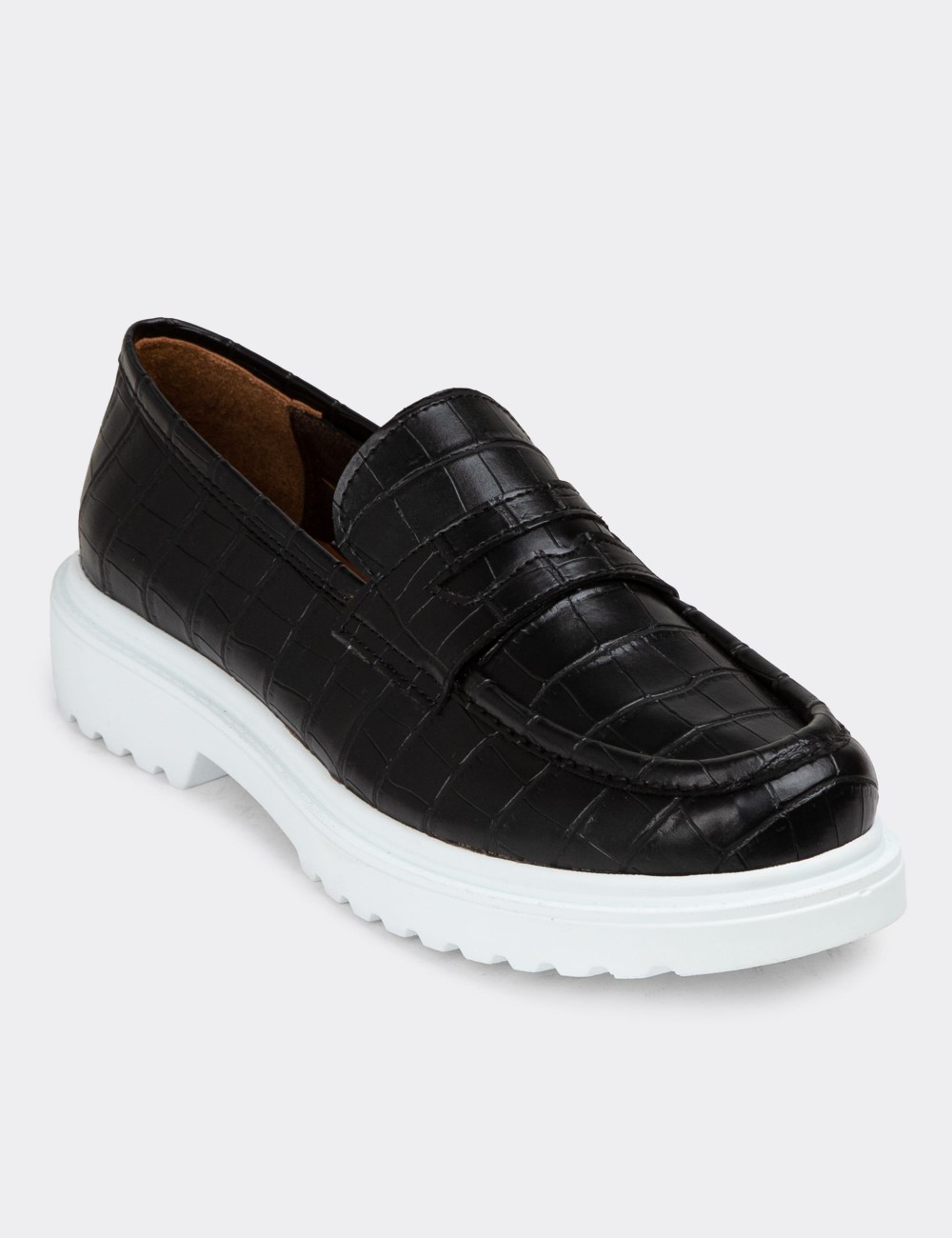 Black Leather Loafers - 01903ZSYHP03