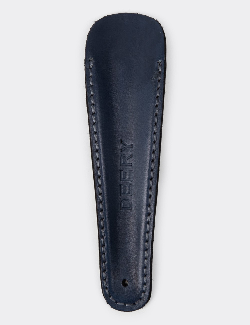 Navy Leather Shoehorn with Stainless Steel - 22222MLCVJ02