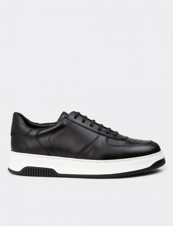 Black Leather Sneakers