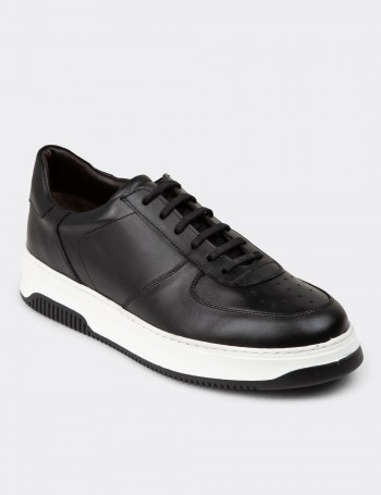 Black Leather Sneakers