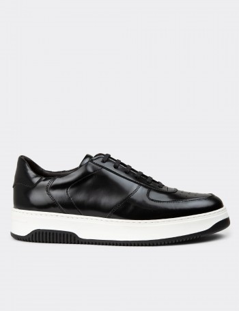 Men's Black Leather Sneakers