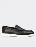 Men's Black Leather Loafers