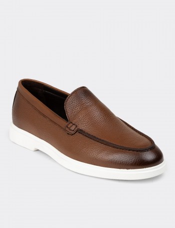 Men's Tan Leather Loafers