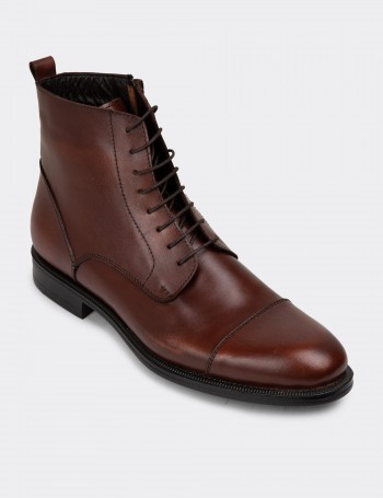 Men's Copper Leather Cap-Toe Boots