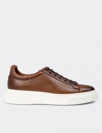 Men's Tan Leather Sneakers