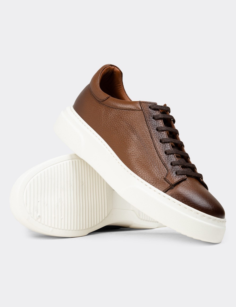 Men's Tan Leather Sneakers - M2501MTBAP03