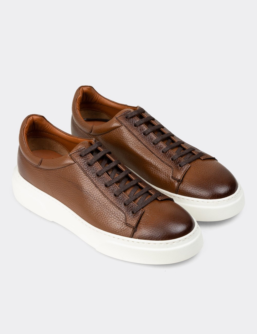 Men's Tan Leather Sneakers - M2501MTBAP03