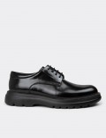 Men's Black Leather Lace-up Footwear