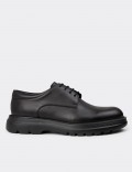 Men's Black Leather Lace-up Footwear