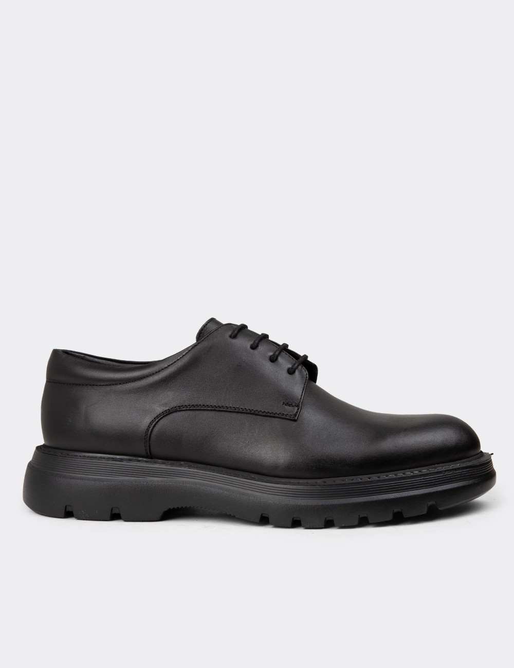 Men's Black Leather Lace-up Footwear - 01934MSYHE05