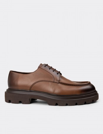 Men's Tan Leather Lace-up Footwear