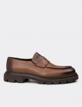 Men's Tan Leather Slip-On Shoes