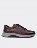 Men's Burgundy Leather Sneakers