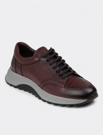 Men's Burgundy Leather Sneakers