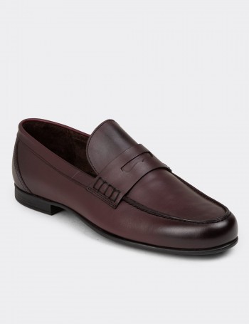 Men's Burgundy Leather Loafers