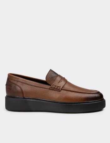 Men's Tan Leather Loafers