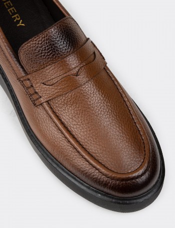 Men's Tan Leather Loafers