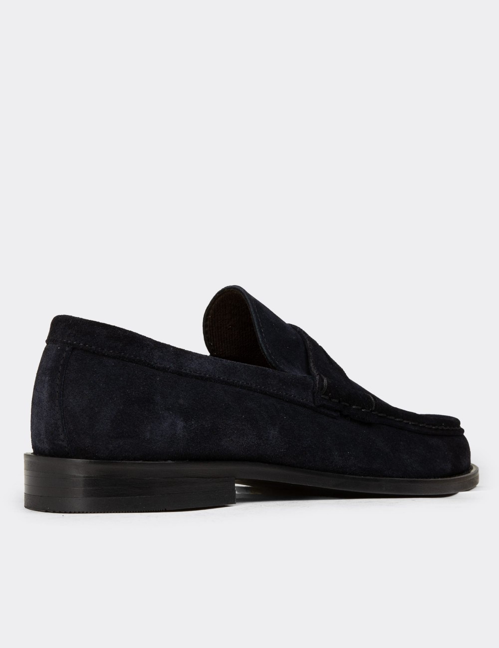 Men's Navy Suede Leather Moccasin - 01510MLCVN01