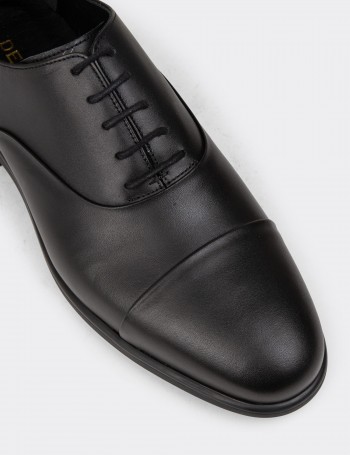 Men's Black Leather Dress Shoes - 01026MSYHC11