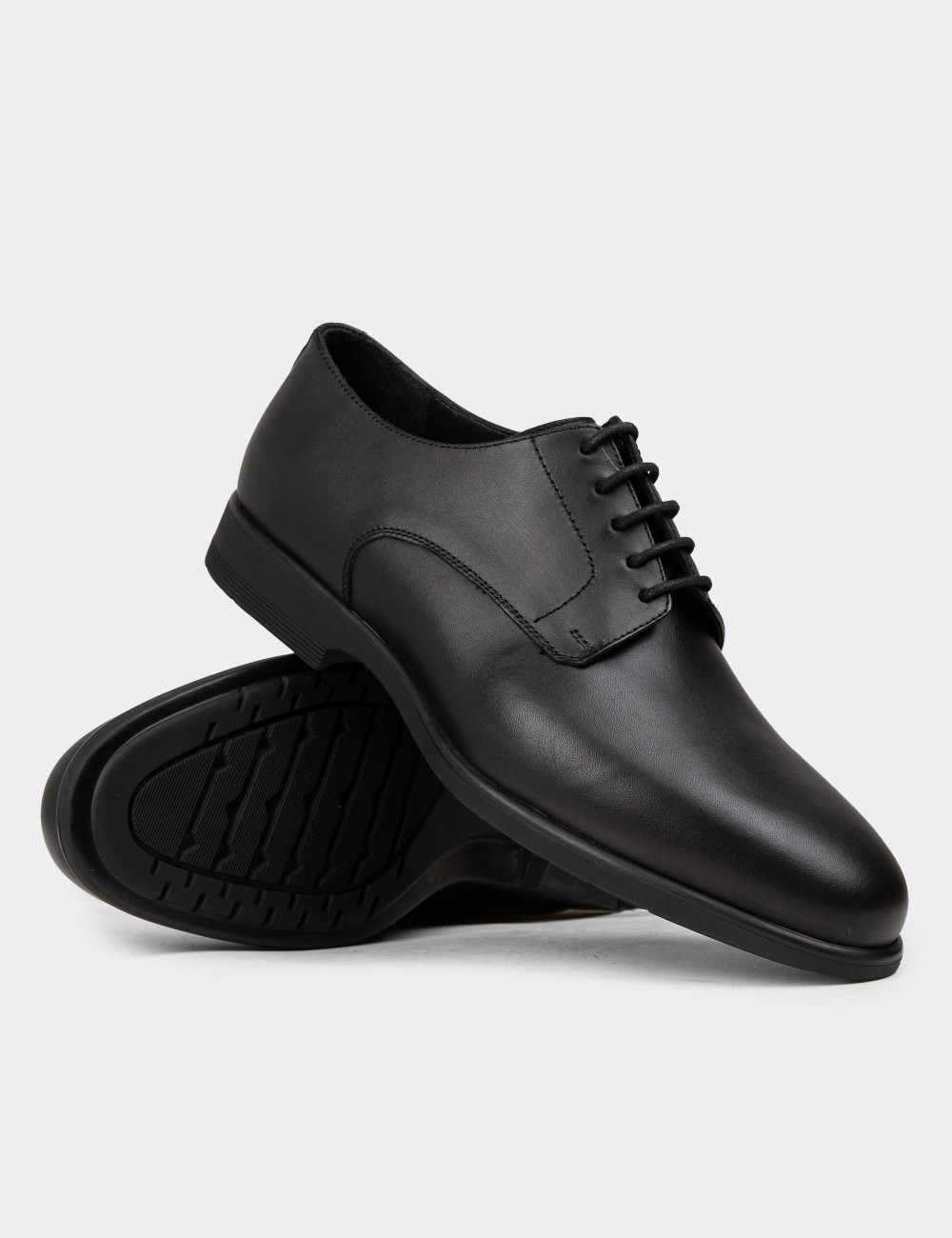 Men's Black Leather Dress Shoes - 01854MSYHC01