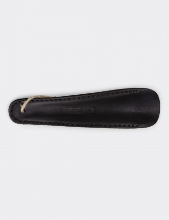 Anthracite Leather Shoehorn with Stainless Steel