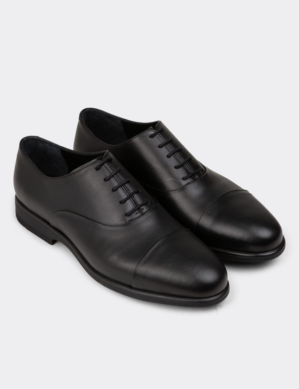 Men's Black Leather Dress Shoes - 01026MSYHC11