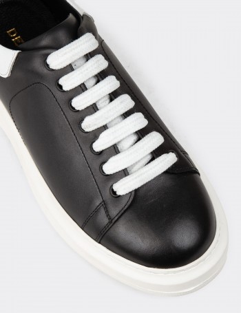 Men's Black Leather Sneakers