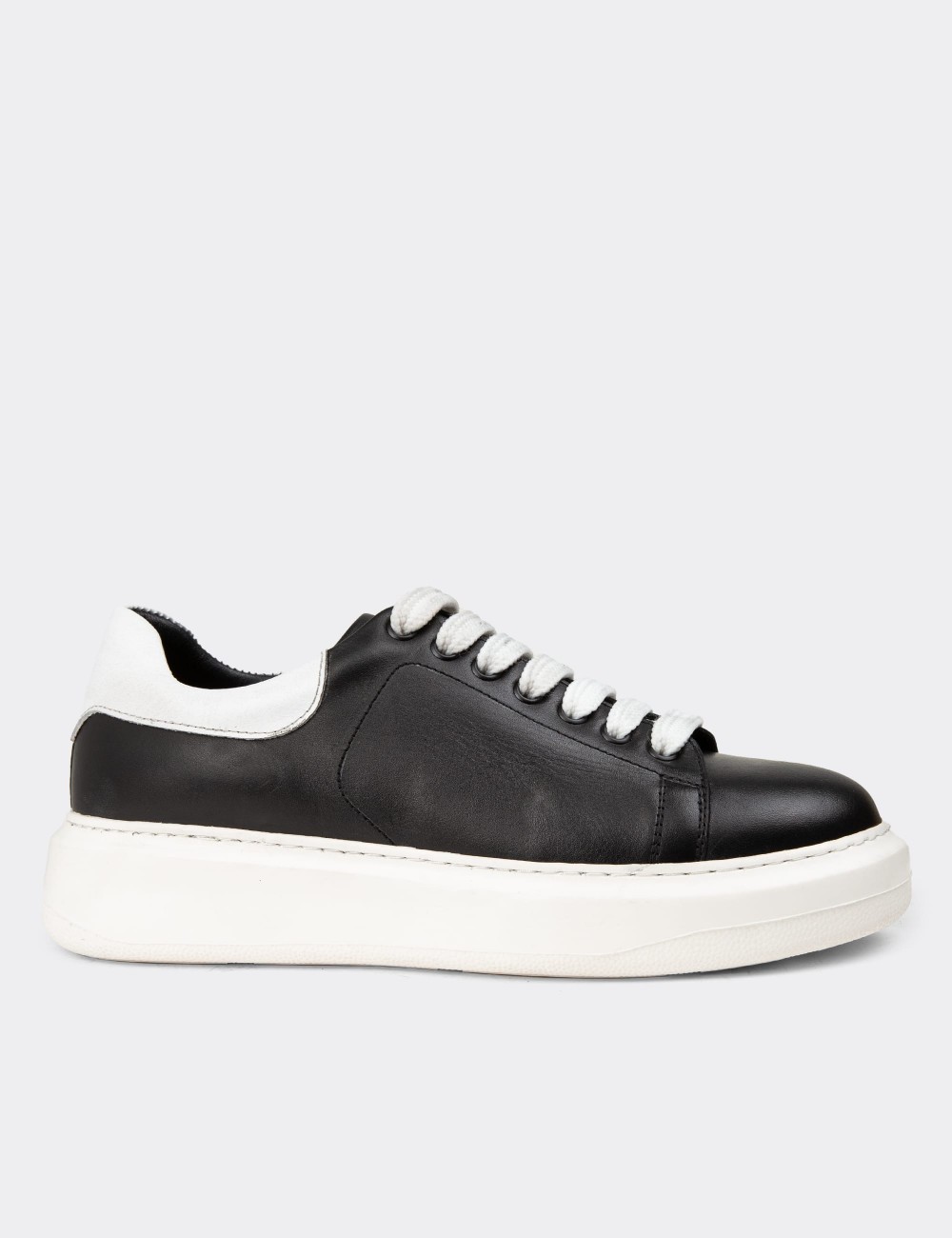 Women's Black Leather Sneakers - 01991ZSYHP01