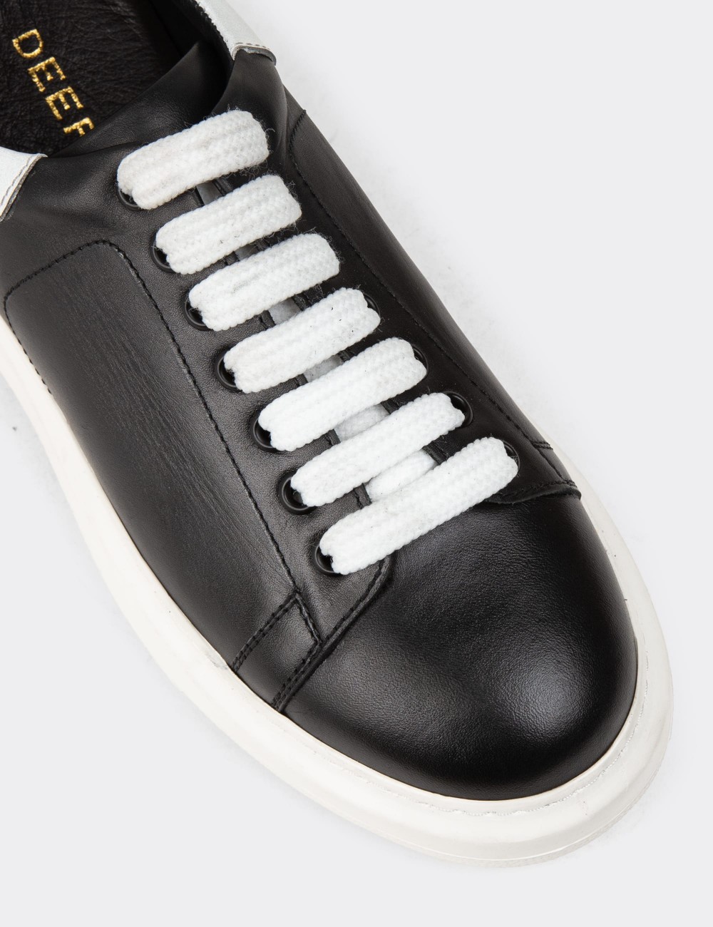 Women's Black Leather Sneakers - 01991ZSYHP01