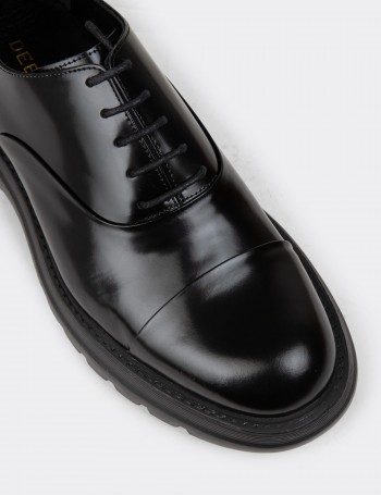 Men's Black Leather Lace-up Footwear