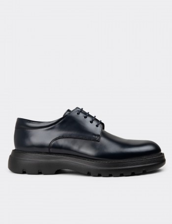 Men's Navy Leather Lace-up Shoes