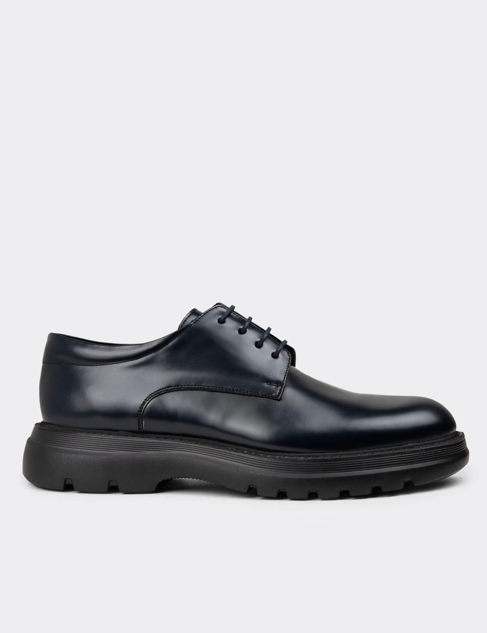 Men's Navy Leather Lace-up Shoes - 01934MLCVE01