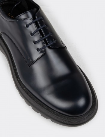 Men's Navy Leather Lace-up Shoes