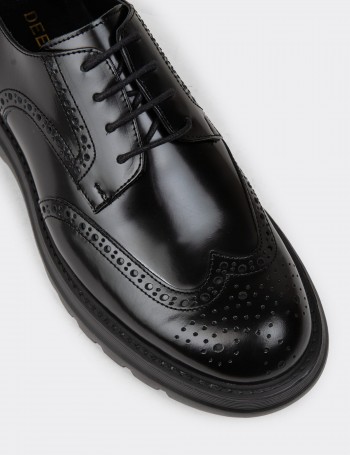 Men's Black Leather Lace-up Footwear