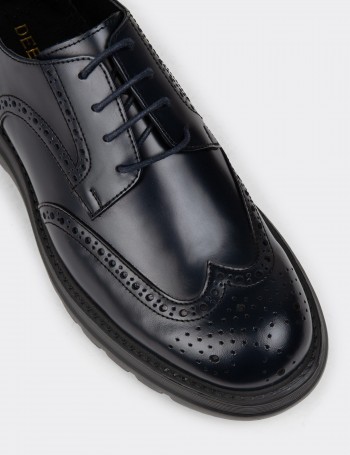 Men's Navy Leather Lace-up Footwear