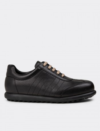 Men's Black Leather Lace-up Shoes